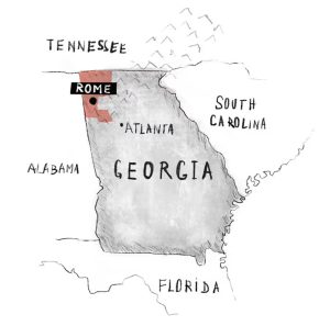 Hand drawn map of Georgia with MTG’s district highlighted